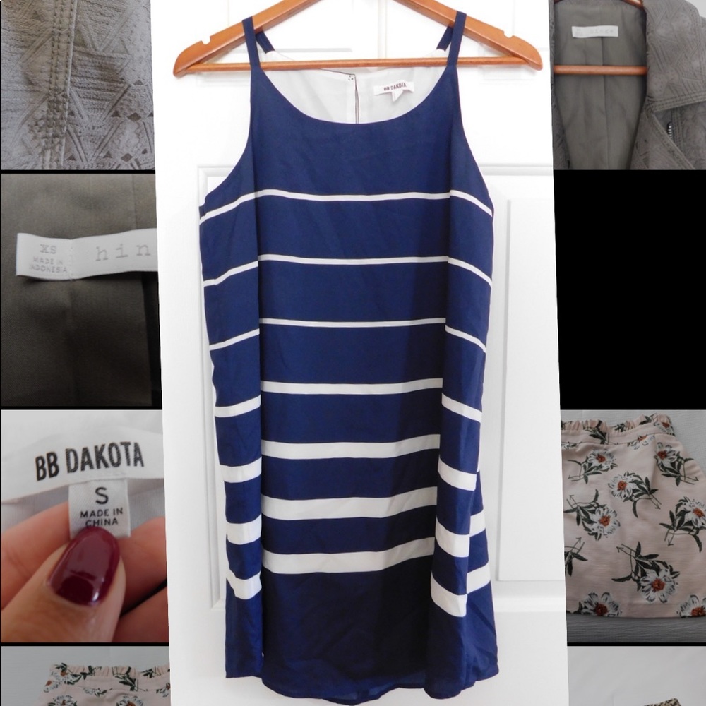 Blue and white stripped summer dress